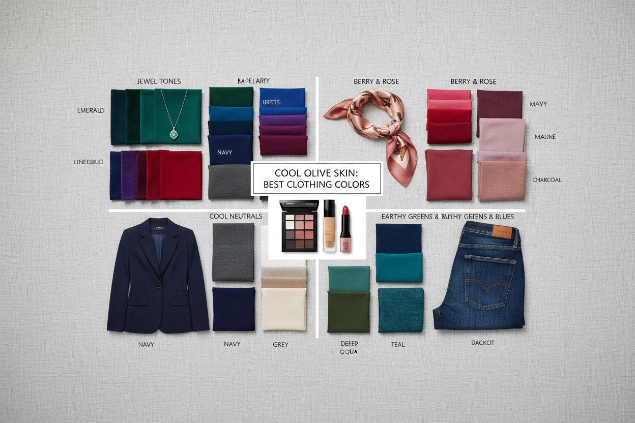 Cool Olive Skin Tone Colors section visual for The Best Clothing Colors for Cool Olive Skin