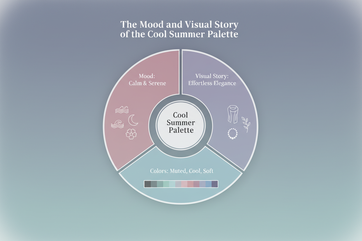 Cool Summer Color Palette Guide section visual for The Mood and Visual Story of the Cool Summer Palette