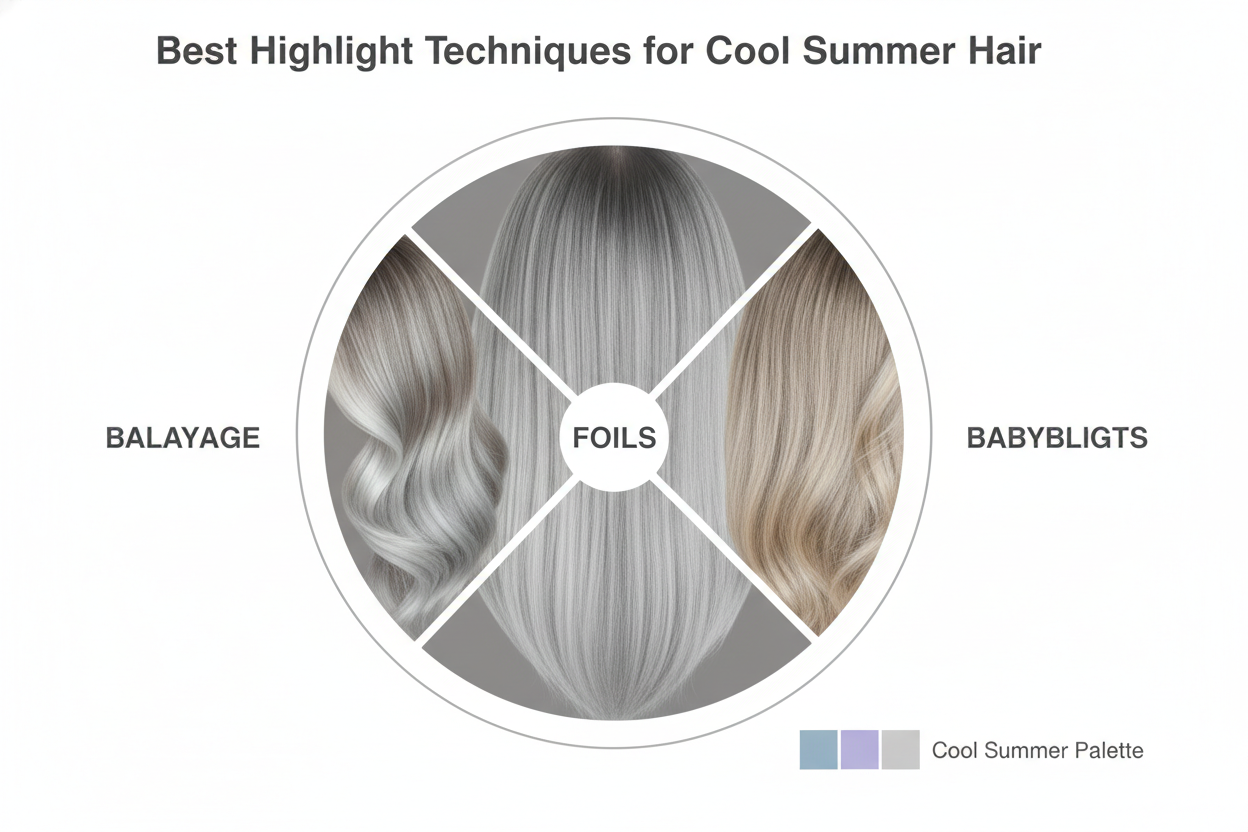 Cool Summer Hair Colors and Highlights section visual for Best Highlight Techniques for Cool Summer Hair