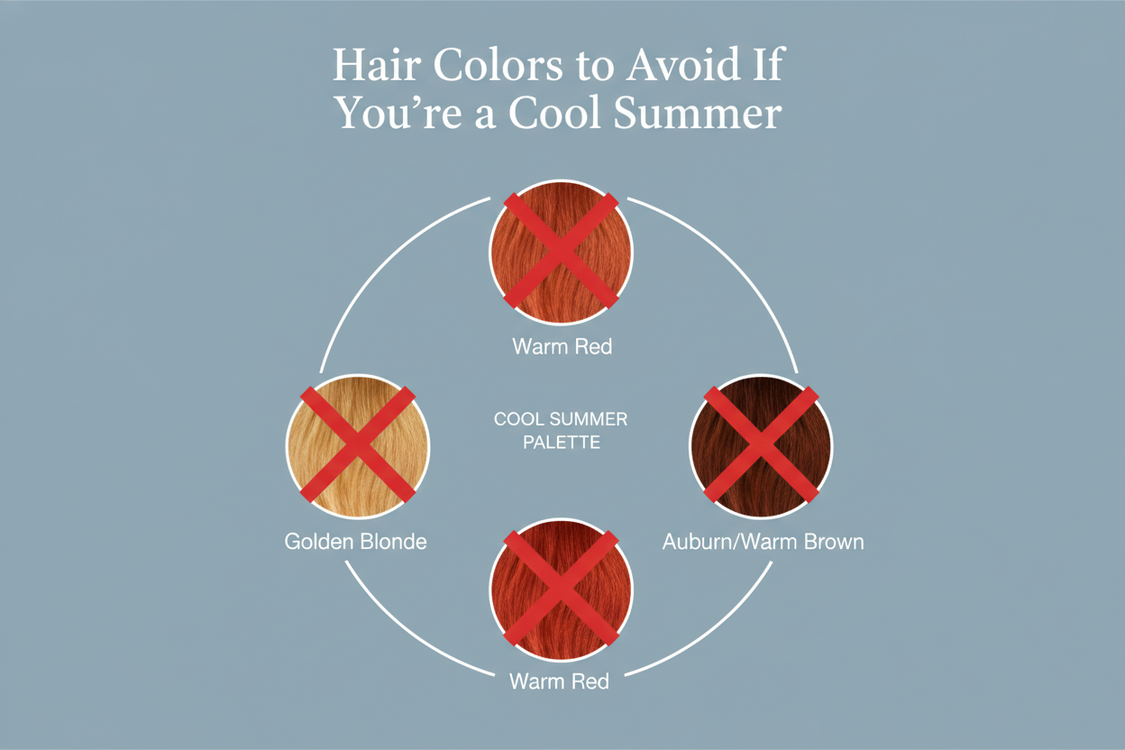 Cool Summer Hair Colors and Highlights section visual for Hair Colors to Avoid If You're a Cool Summer