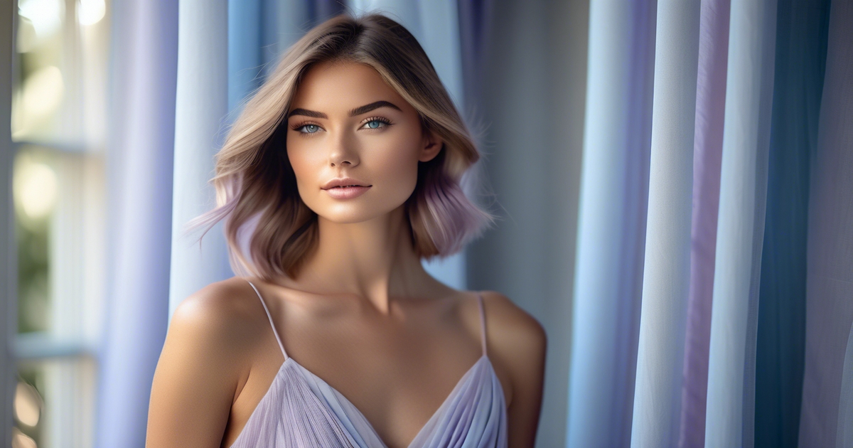 Realistic portrait woman with cool summer characteristics showcasing soft undertones and muted features