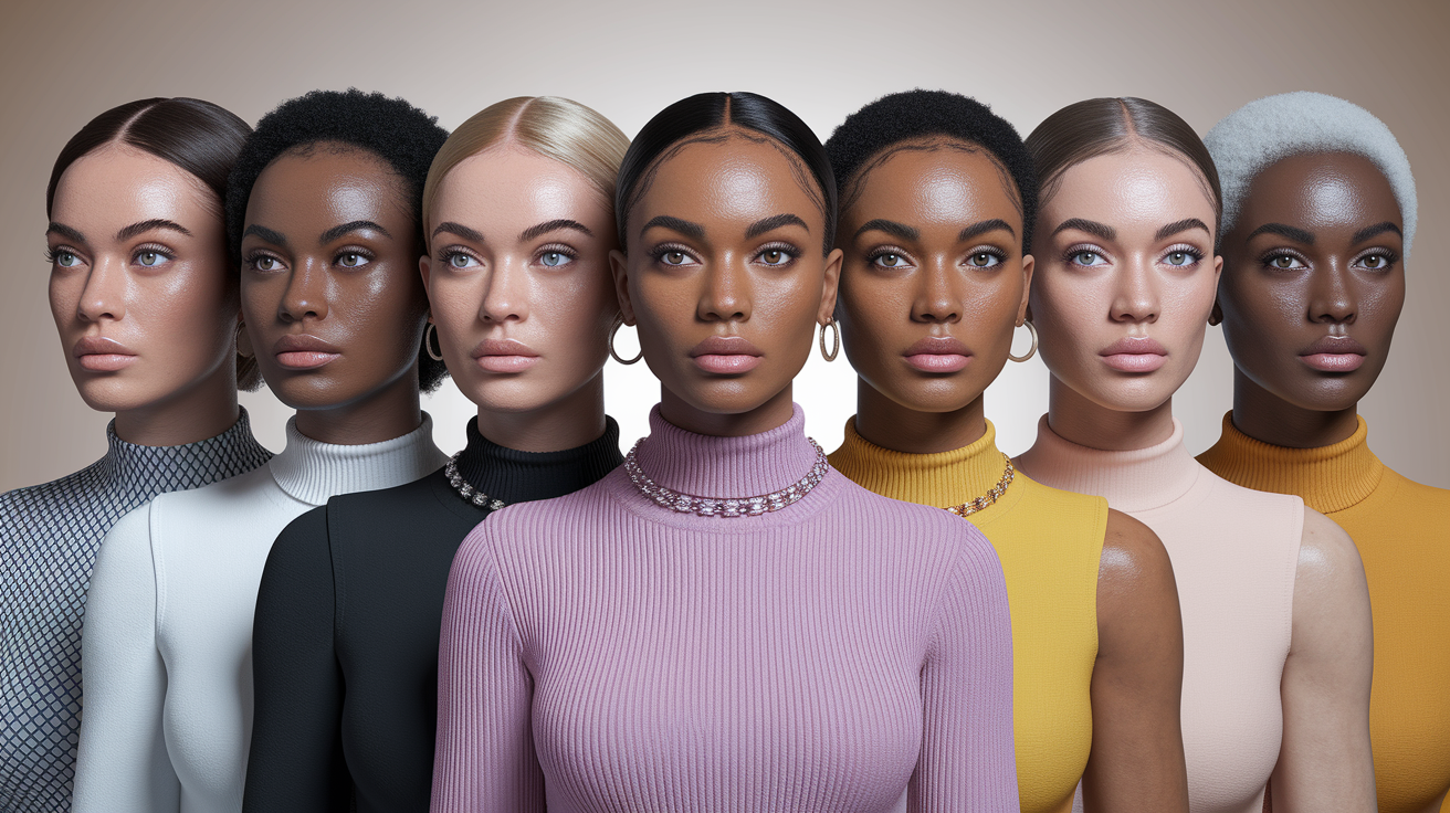 Visual comparison showing different undertones on dark skin in natural lighting