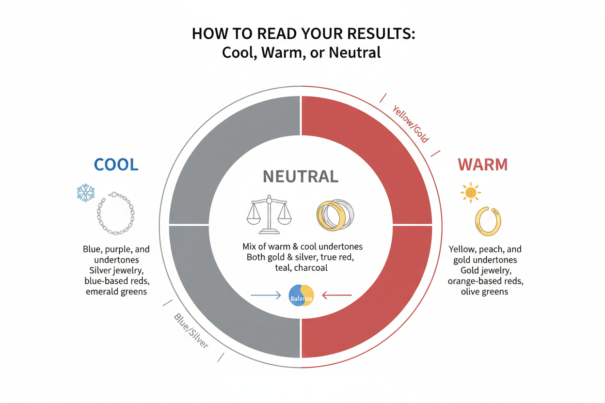 Cool vs Warm Undertone Test section visual for How to Read Your Results: Cool, Warm, or Neutral