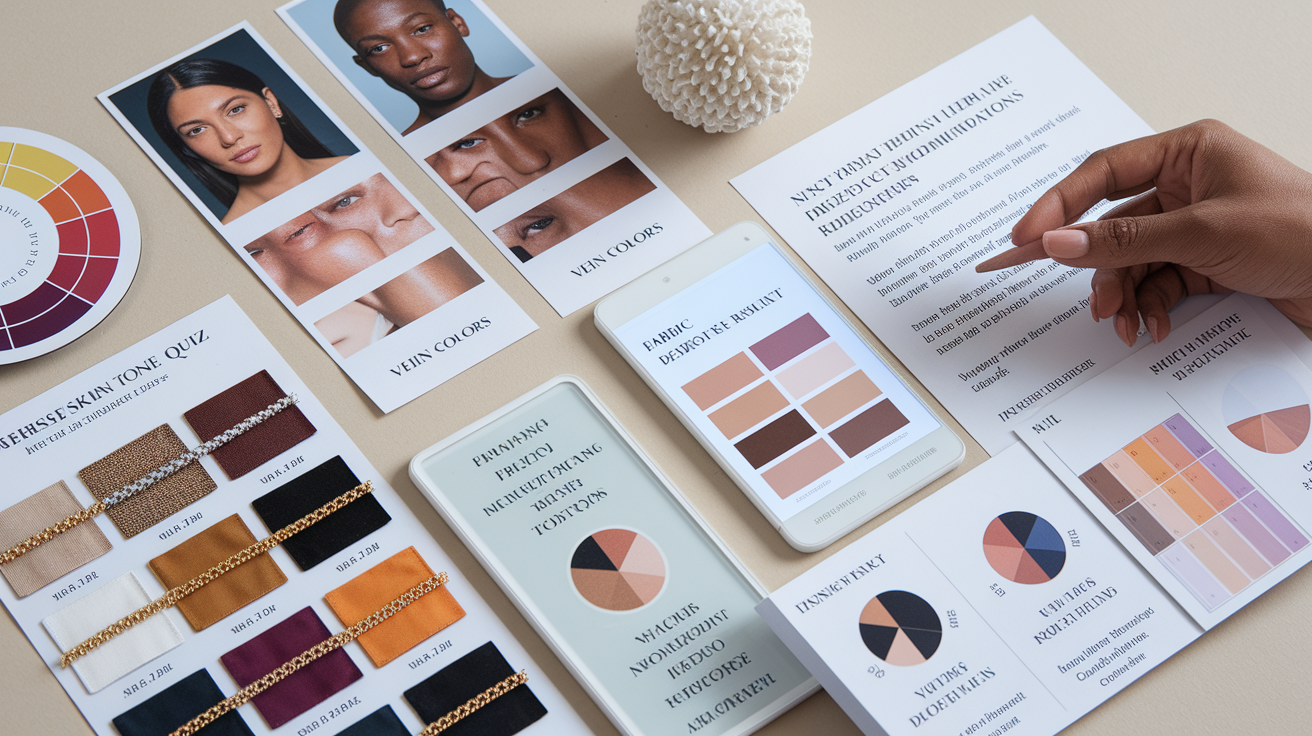 Interactive guide for creating comprehensive skin tone quizzes with visual aids and recommendations