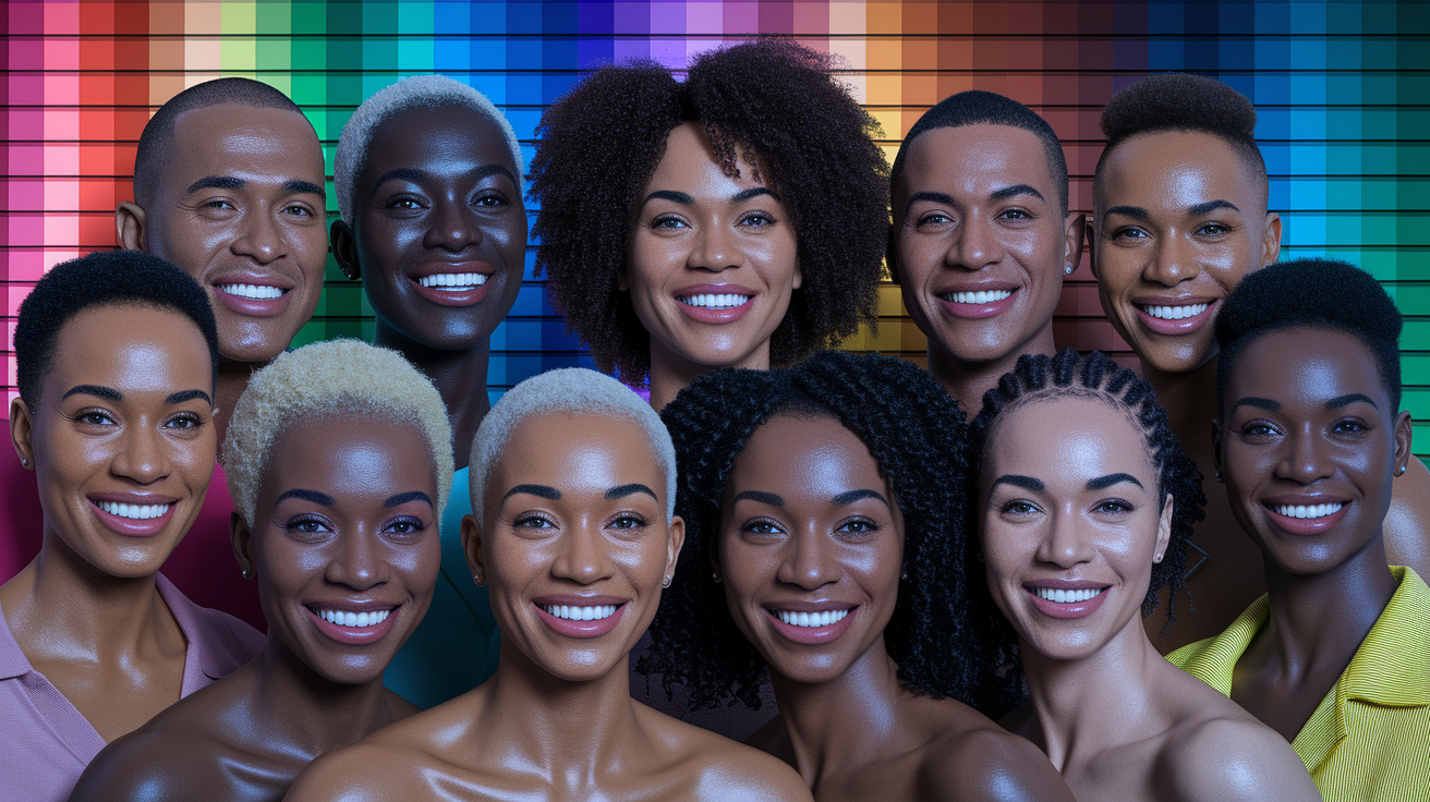 Comprehensive spectrum of dark skin tones showing various undertones and color analysis principles for inclusive palette creation