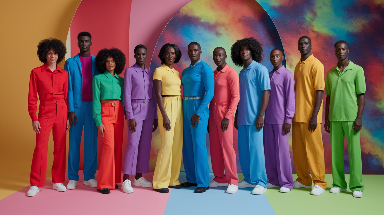 Educational illustration debunking common color misconceptions for dark skin tones, showing bright colors, pastels, and diverse seasonal palettes