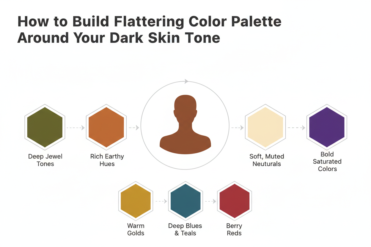 Dark Skin Tone Palette Guide section visual for How to Build a Flattering Color Palette Around Your Dark Skin Tone
