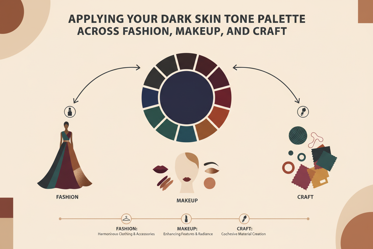 Dark Skin Tone Palette Guide section visual for Applying Your Dark Skin Tone Palette Across Fashion, Makeup, and Craft