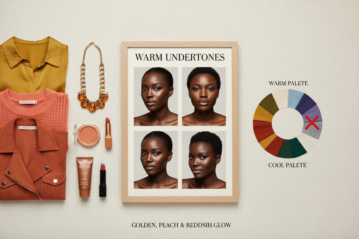 Dark Skin Warm vs Cool Undertone section visual for What Warm Undertones Look Like on Dark Skin