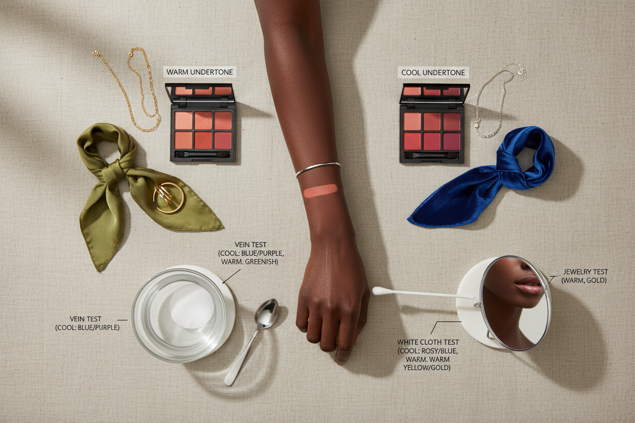 Dark Skin Warm vs Cool Undertone section visual for The Most Reliable At-Home Tests for Identifying Your Dark Skin Undertone
