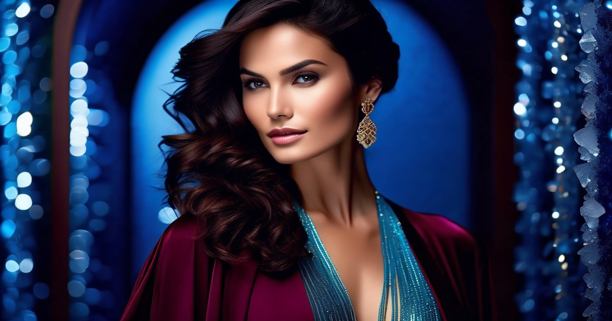 Realistic portrait of a woman with dark winter characteristics showcasing cool undertones and high contrast features