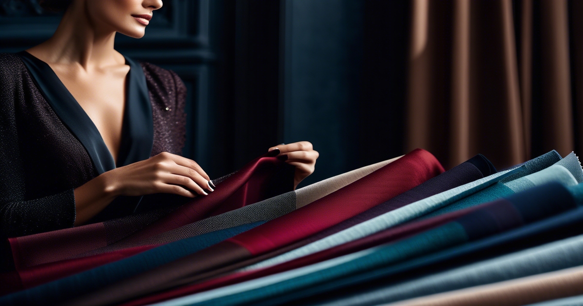 Elegant woman holding fabric swatches exploring Dark Winter seasonal limitations and style boundaries