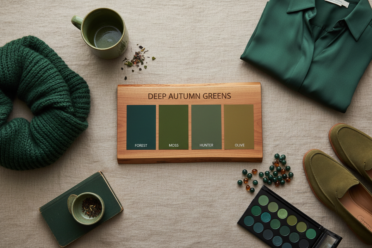 Deep Autumn Greens and Yellows section visual for The Core Deep Autumn Green Family: From Forest to Olive