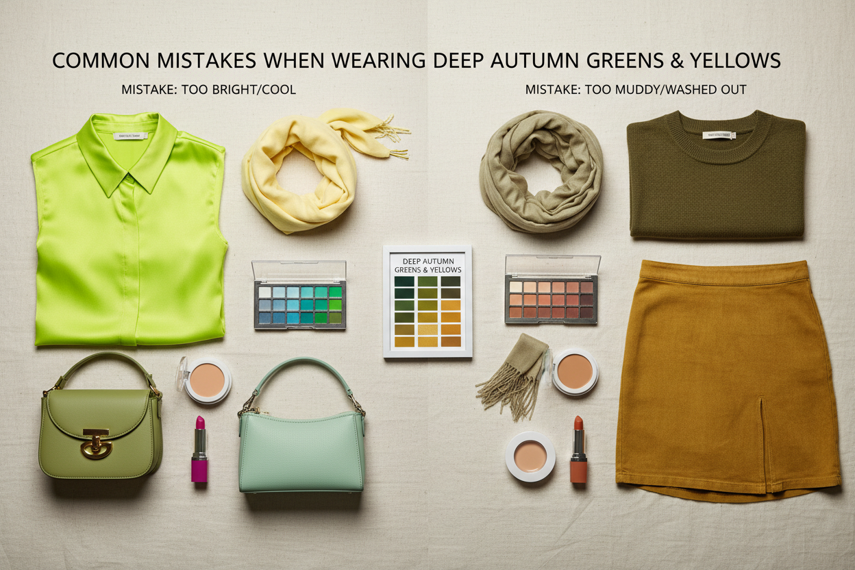 Deep Autumn Greens and Yellows section visual for Common Mistakes When Wearing Deep Autumn Greens and Yellows