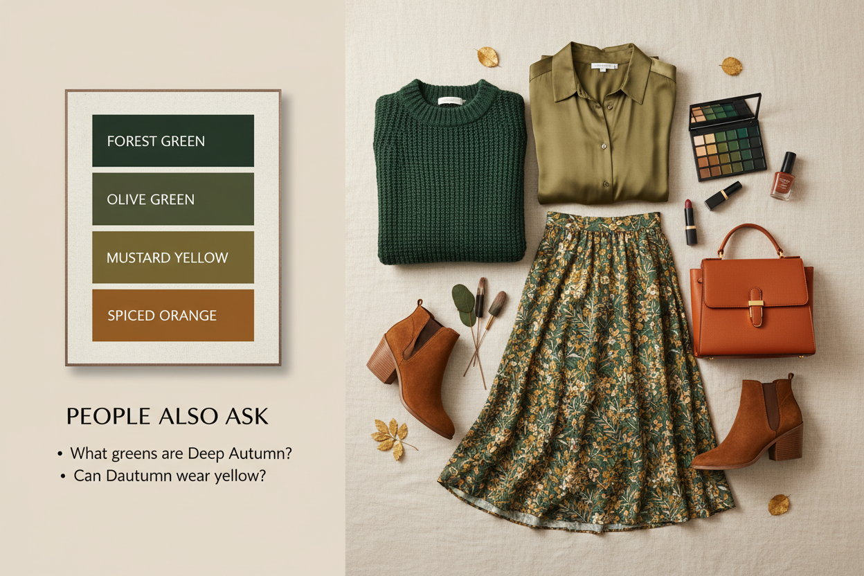 Deep Autumn Greens and Yellows section visual for People Also Ask