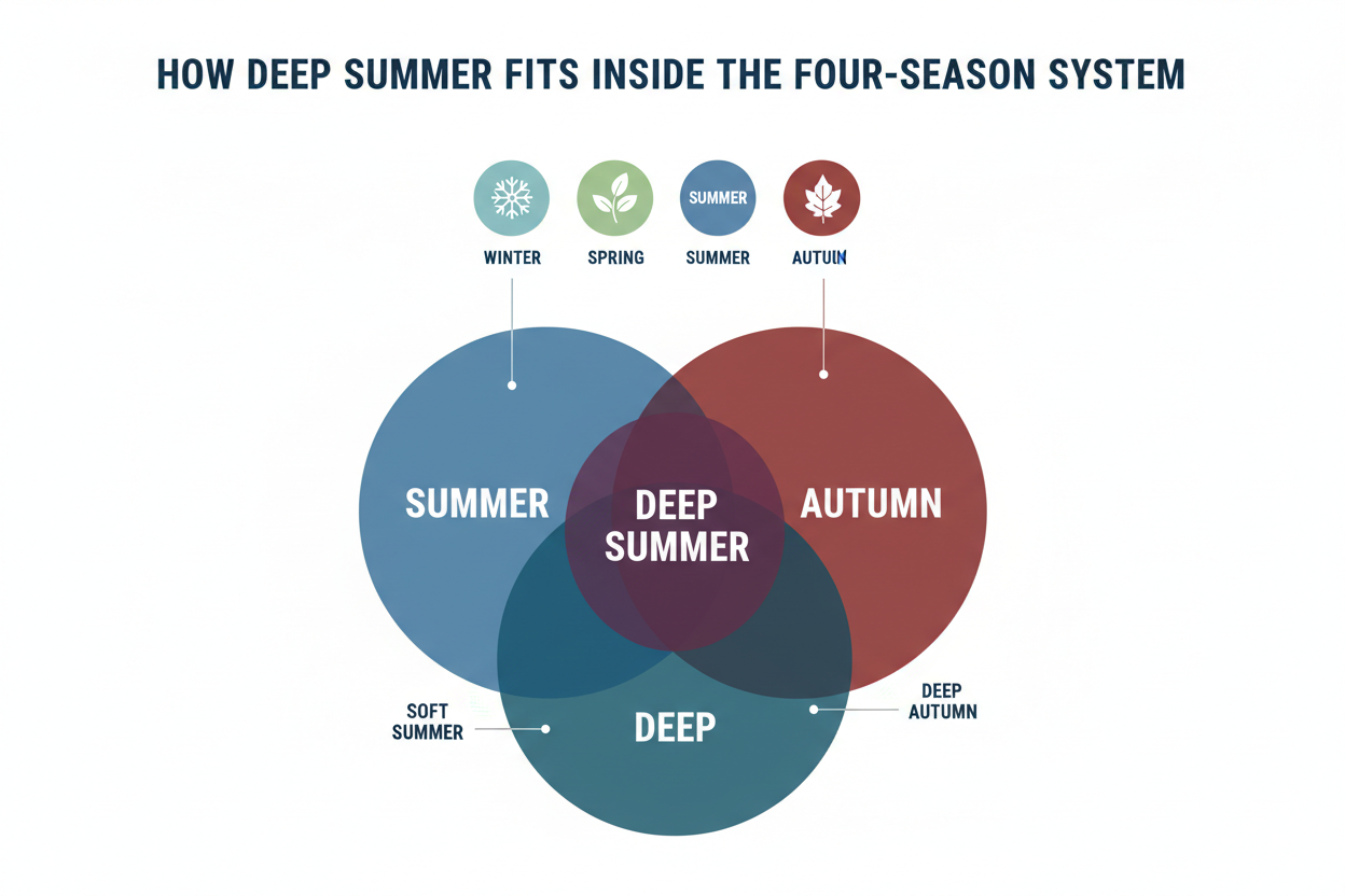 Deep Summer Color Palette: Myth or Valid Type? section visual for How Deep Summer Fits Inside the Four-Season System