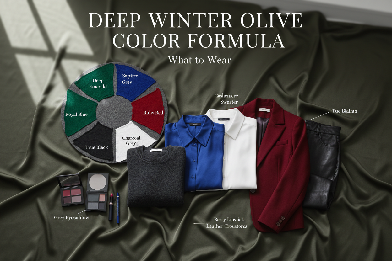 Deep Winter Olive Skin section visual for The Deep Winter Olive Color Formula: What to Wear