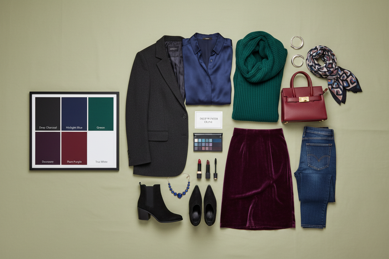 Deep Winter Olive Skin section visual for How to Apply the Deep Winter Olive Palette in Real Outfits