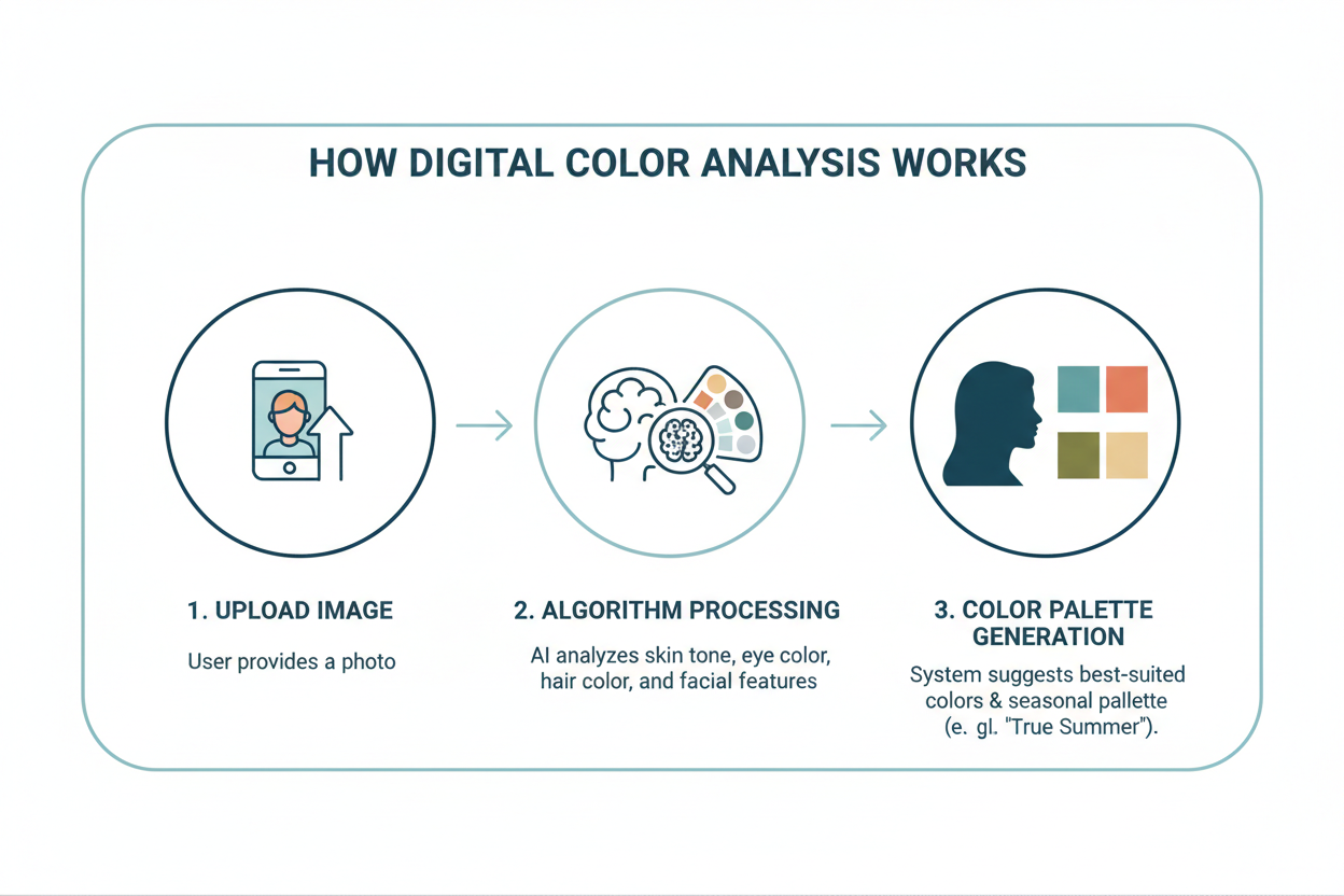 Digital Color Analysis vs In-Person section visual for How Digital Color Analysis Works
