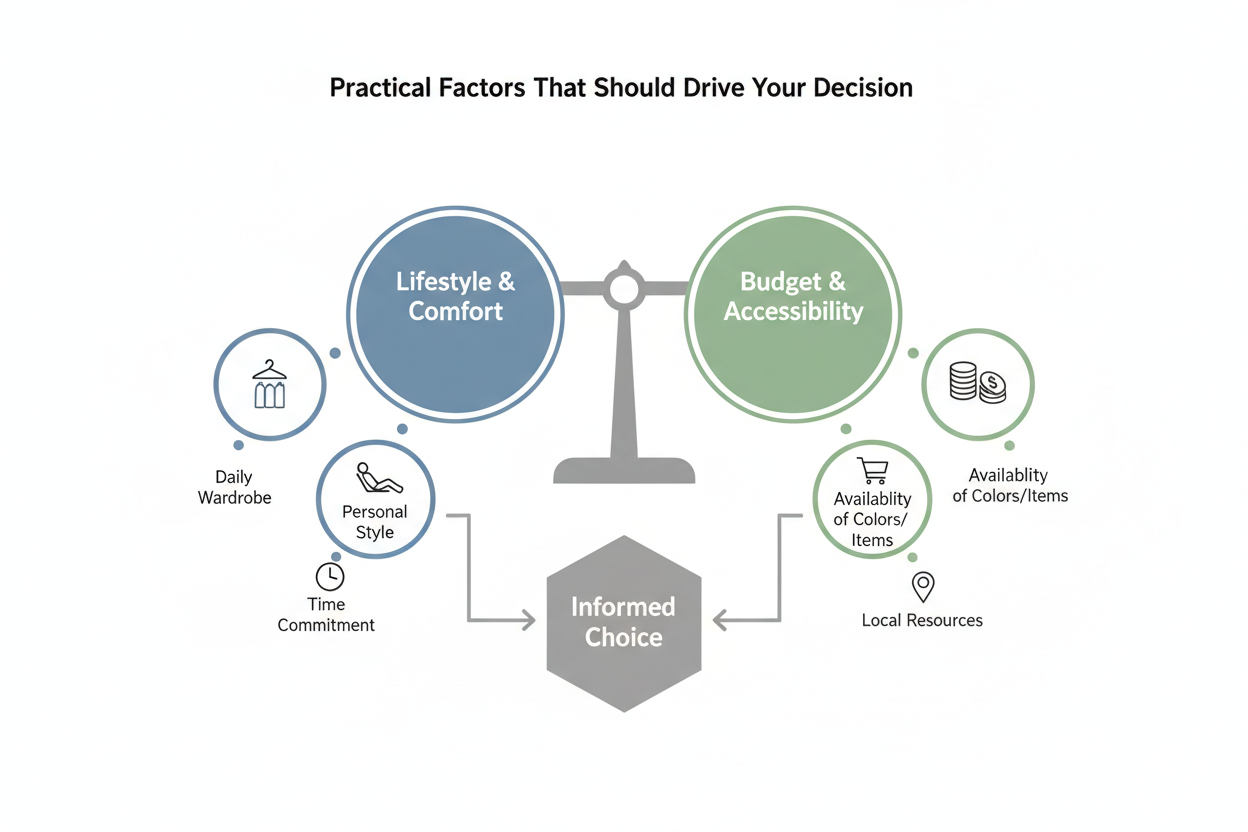 Digital Color Analysis vs In-Person section visual for Practical Factors That Should Drive Your Decision