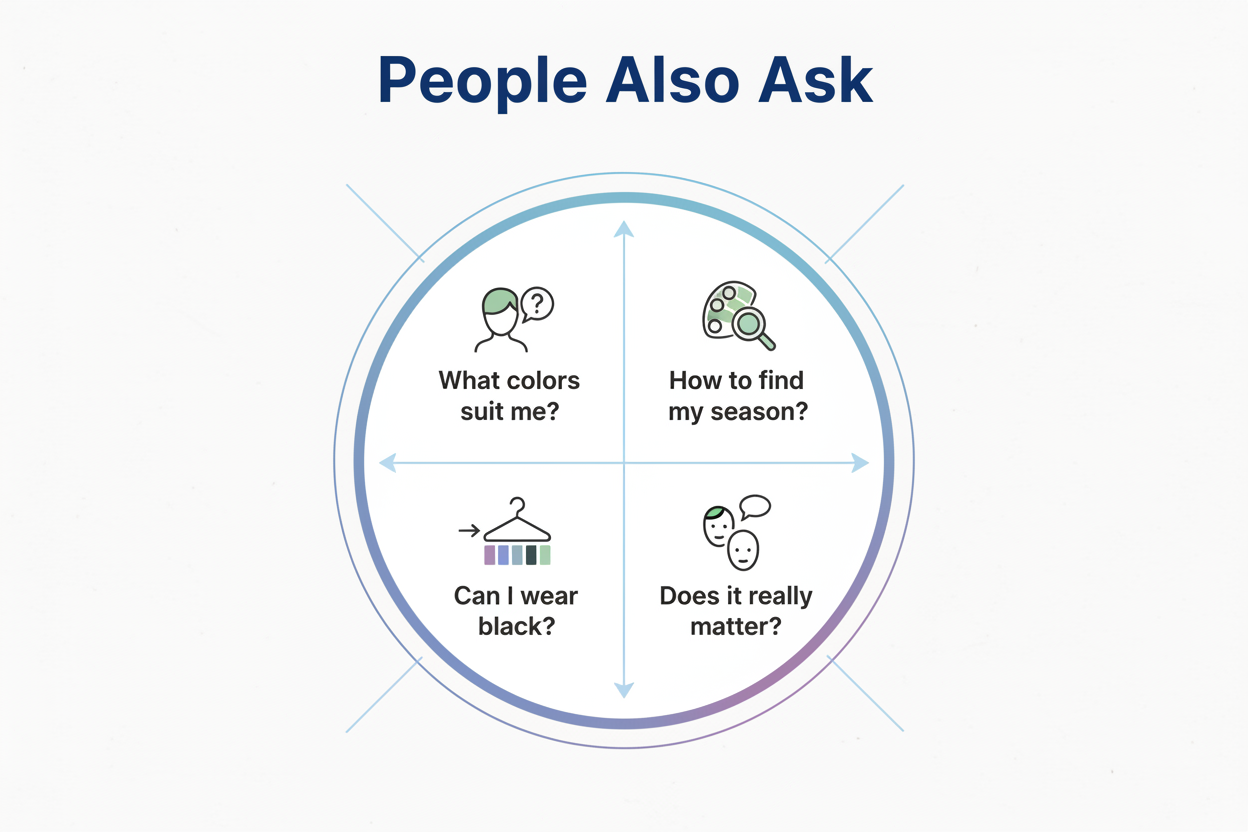 Digital Color Analysis vs In-Person section visual for People Also Ask