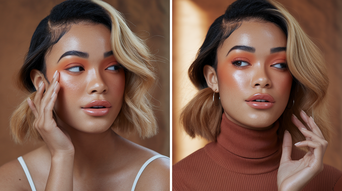 Skincare and makeup products that enhance amber skin tone natural glow