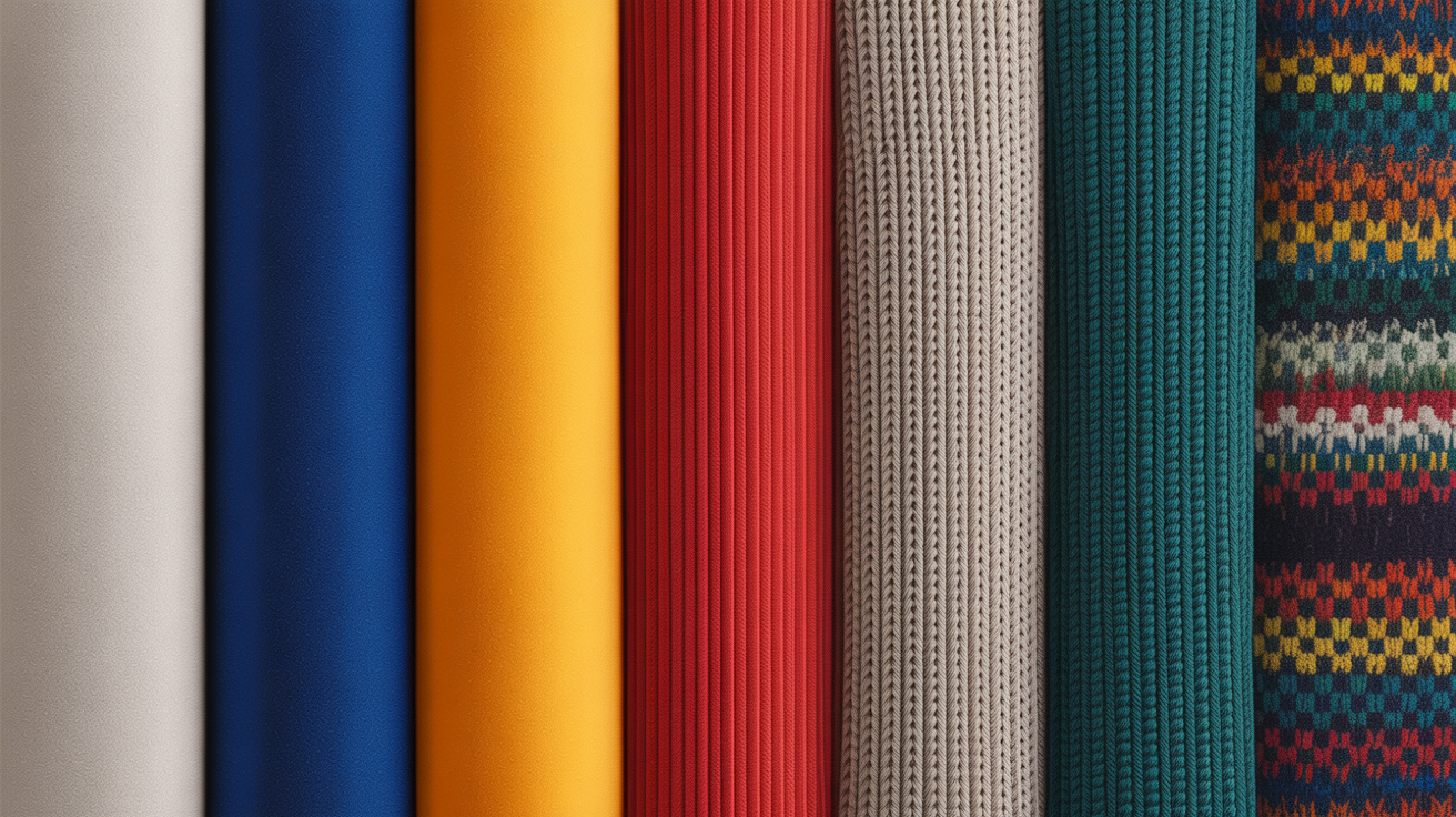 Various fabric textures showing how matte cotton, shiny silk, textured tweed affect color appearance