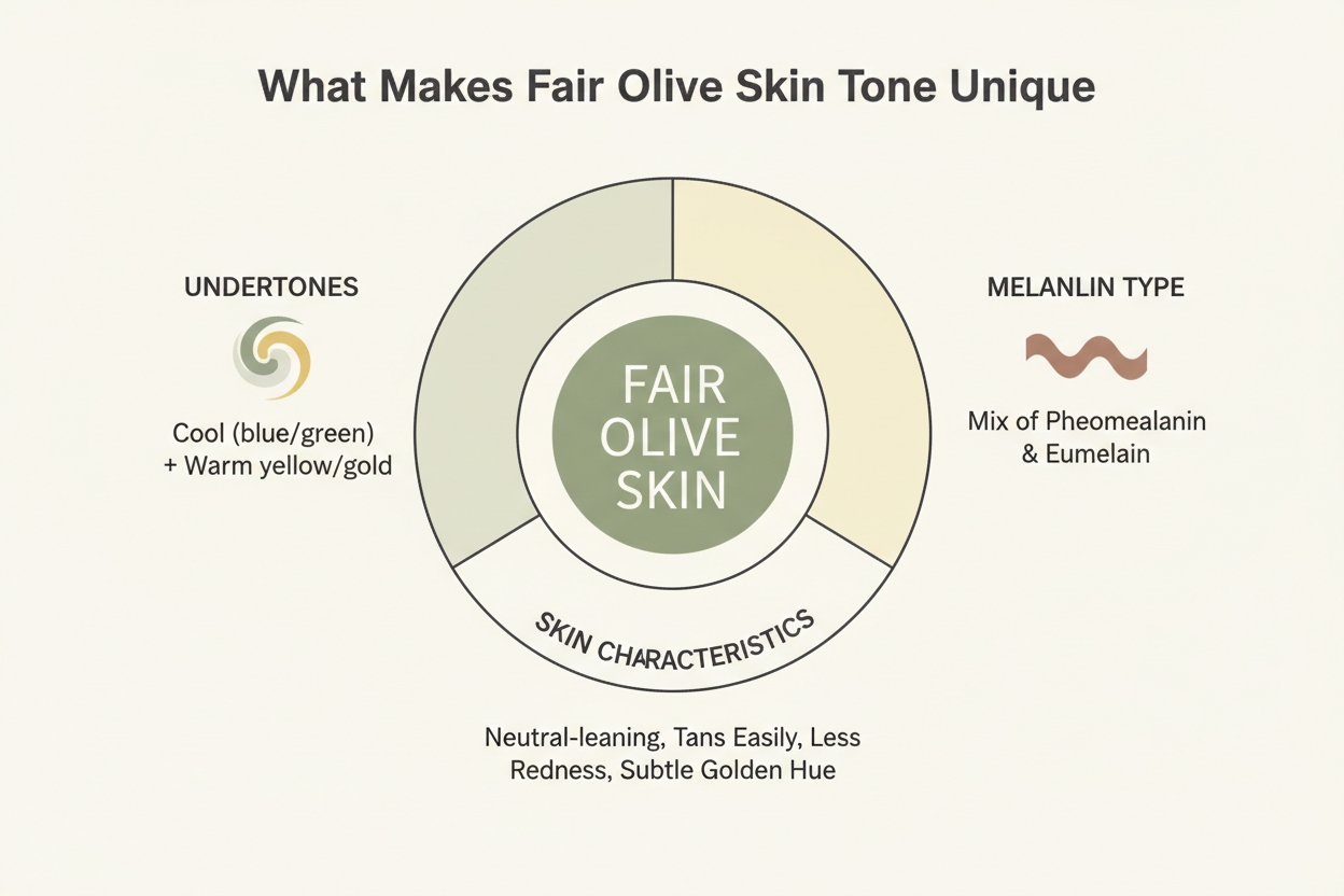 Fair Olive Skin Color Guide section visual for What Makes Fair Olive Skin Tone Unique