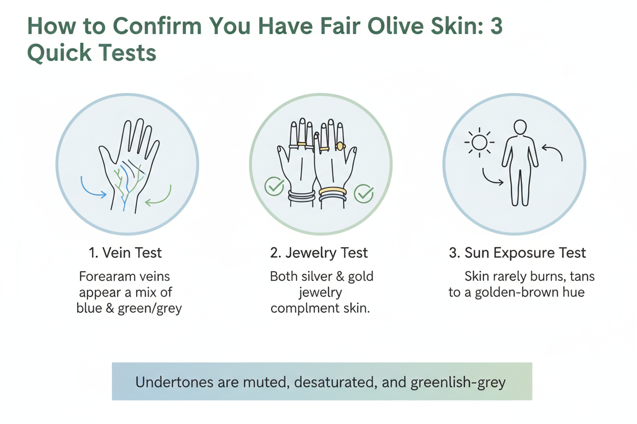 Fair Olive Skin Color Guide section visual for How to Confirm You Have Fair Olive Skin: 3 Quick Tests