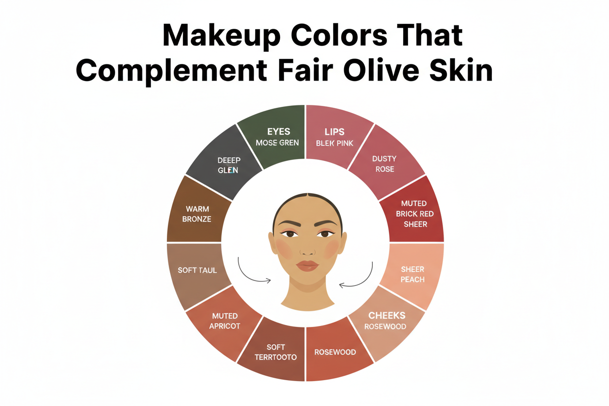 Fair Olive Skin Color Guide section visual for Makeup Colors That Complement Fair Olive Skin