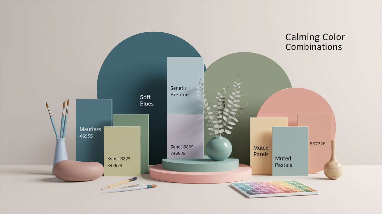 Curated selection of the best calming color combinations with hex codes