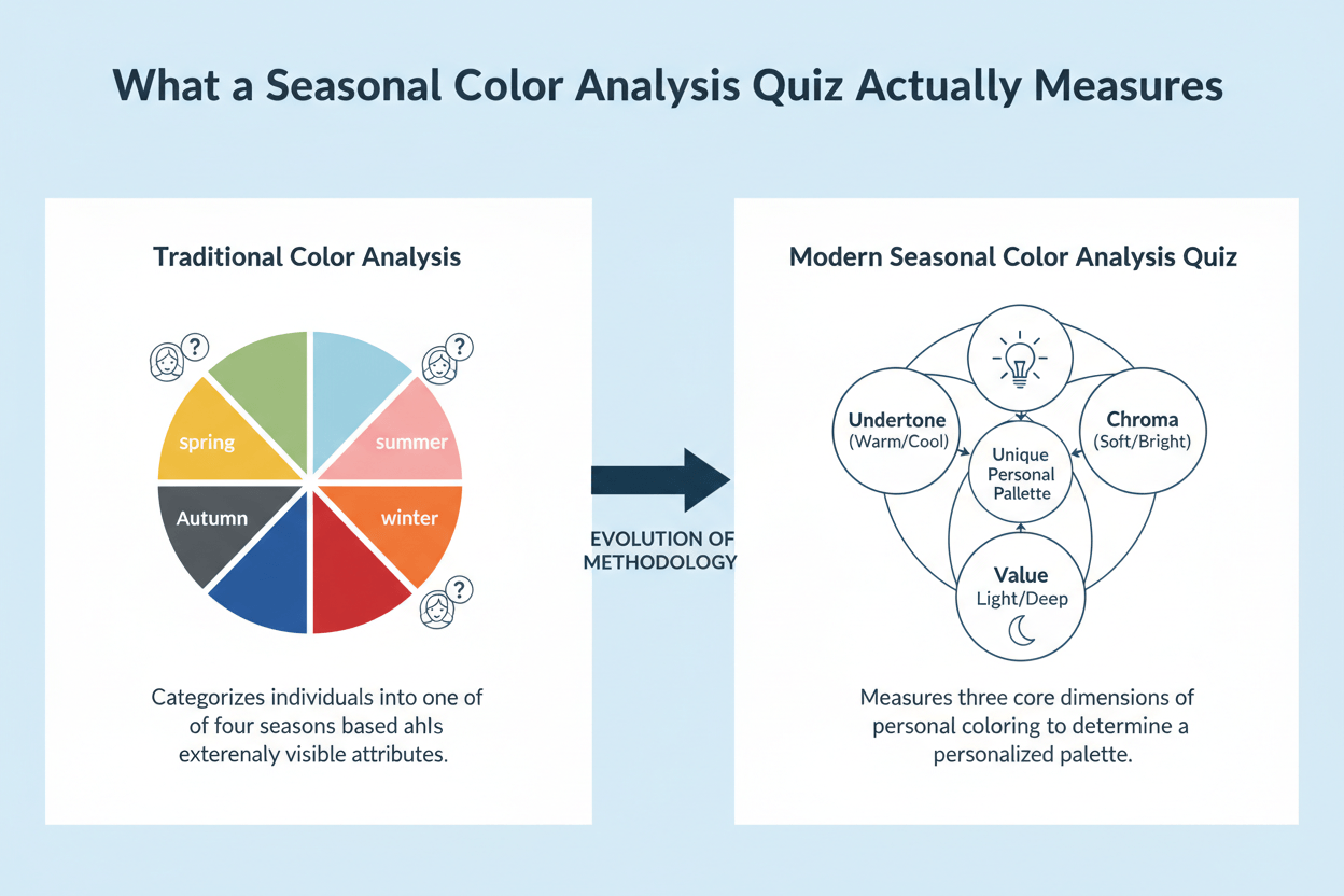 Free Seasonal Color Analysis Quiz section visual for What a Seasonal Color Analysis Quiz Actually Measures