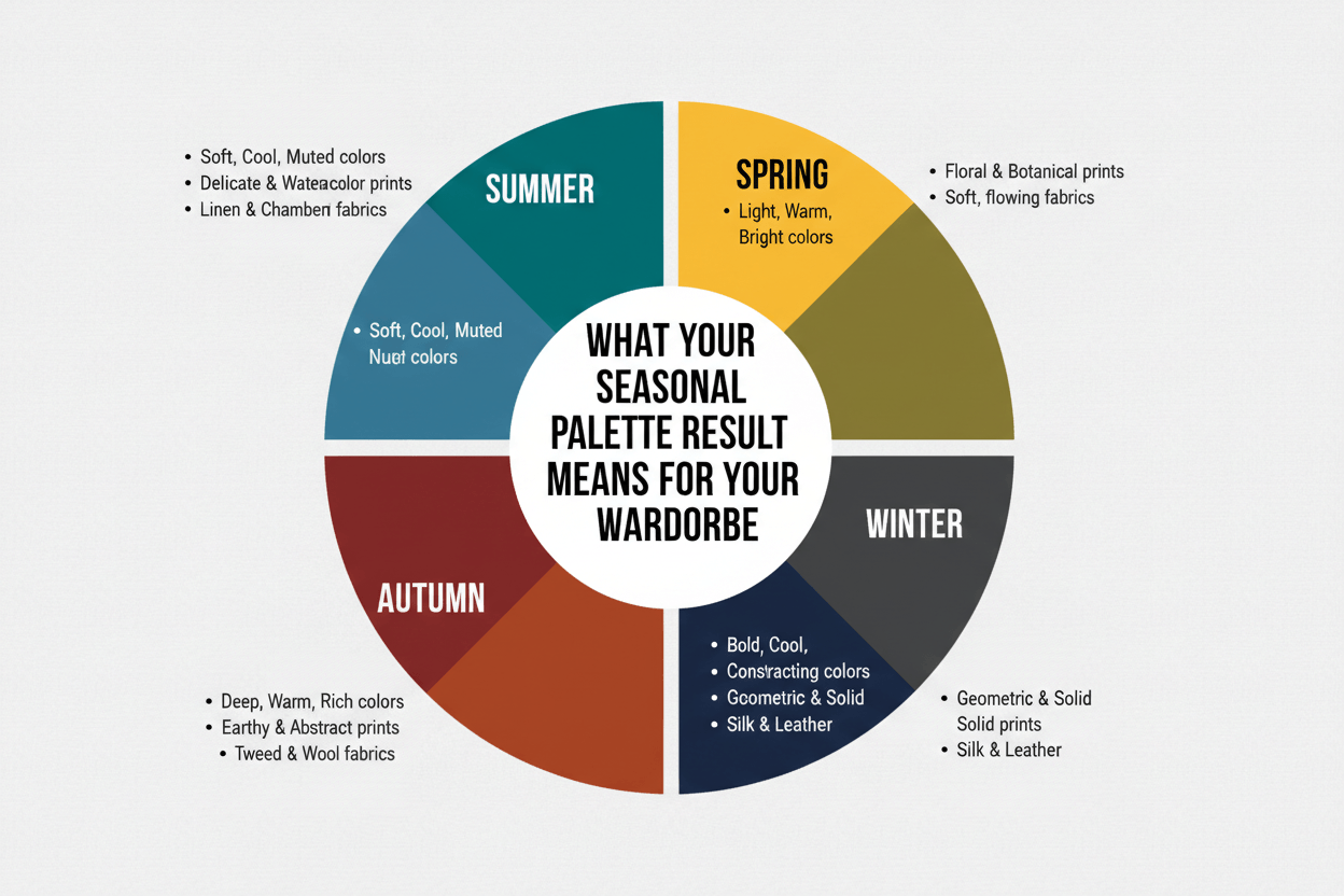 Free Seasonal Color Analysis Quiz section visual for What Your Seasonal Palette Result Means for Your Wardrobe