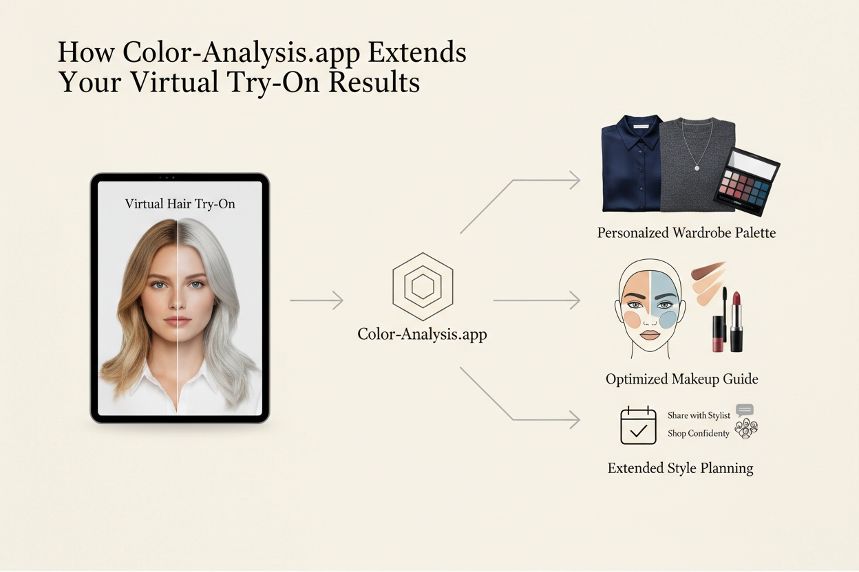 Free Virtual Hair Color Try-On section visual for How Color-Analysis.app Extends Your Virtual Try-On Results