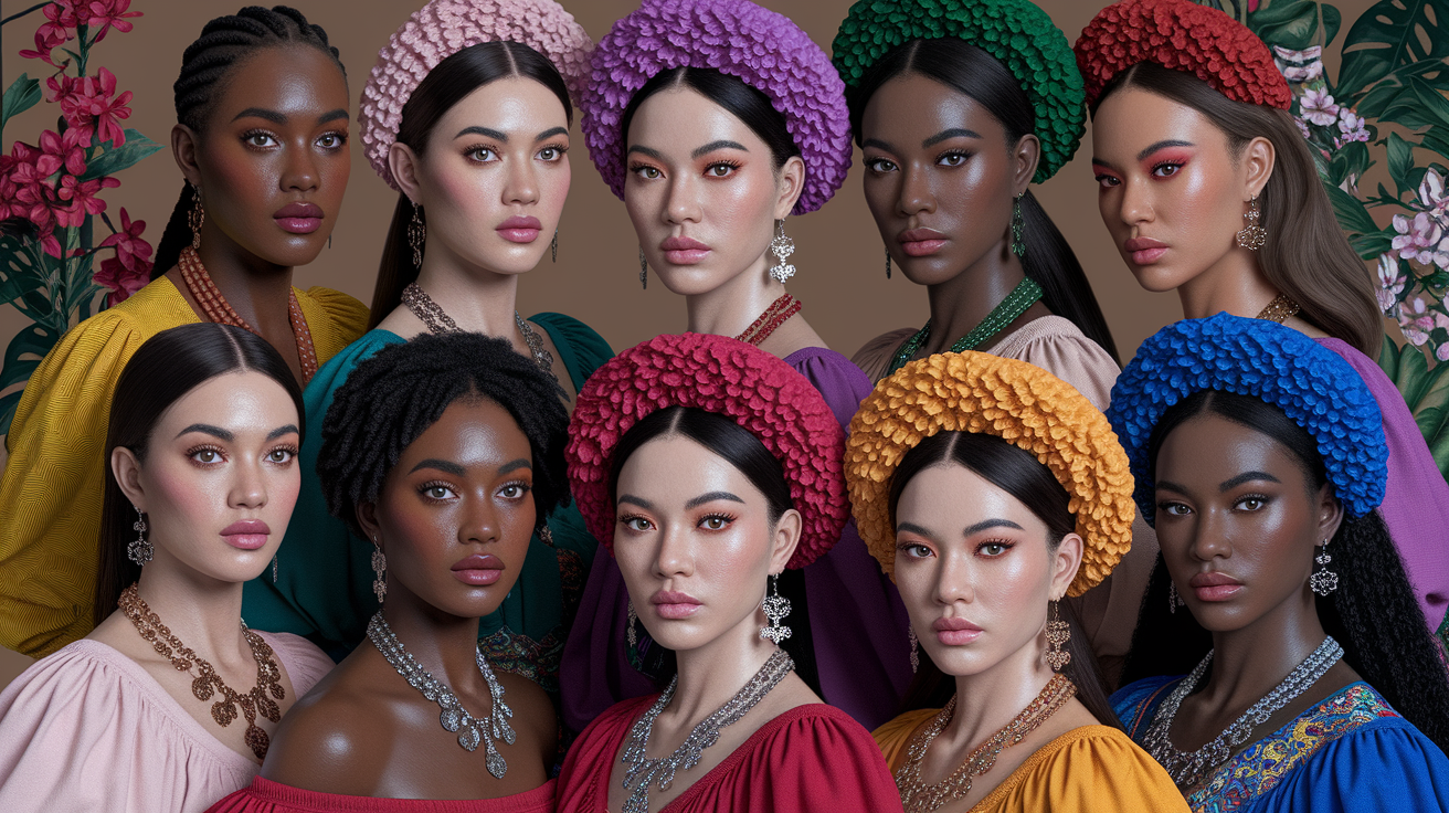 Global seasonal beauty showing different cultural makeup approaches and color palettes