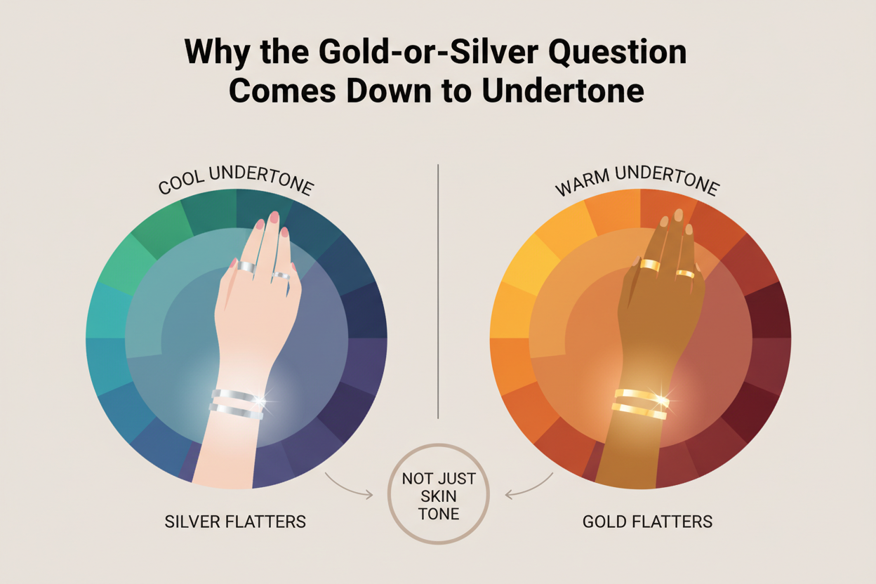 Gold or Silver Undertone Test section visual for Why the Gold-or-Silver Question Comes Down to Undertone, Not Just Skin Tone