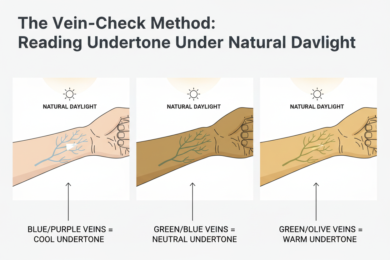 Gold or Silver Undertone Test section visual for The Vein-Check Method: Reading Undertone Under Natural Daylight