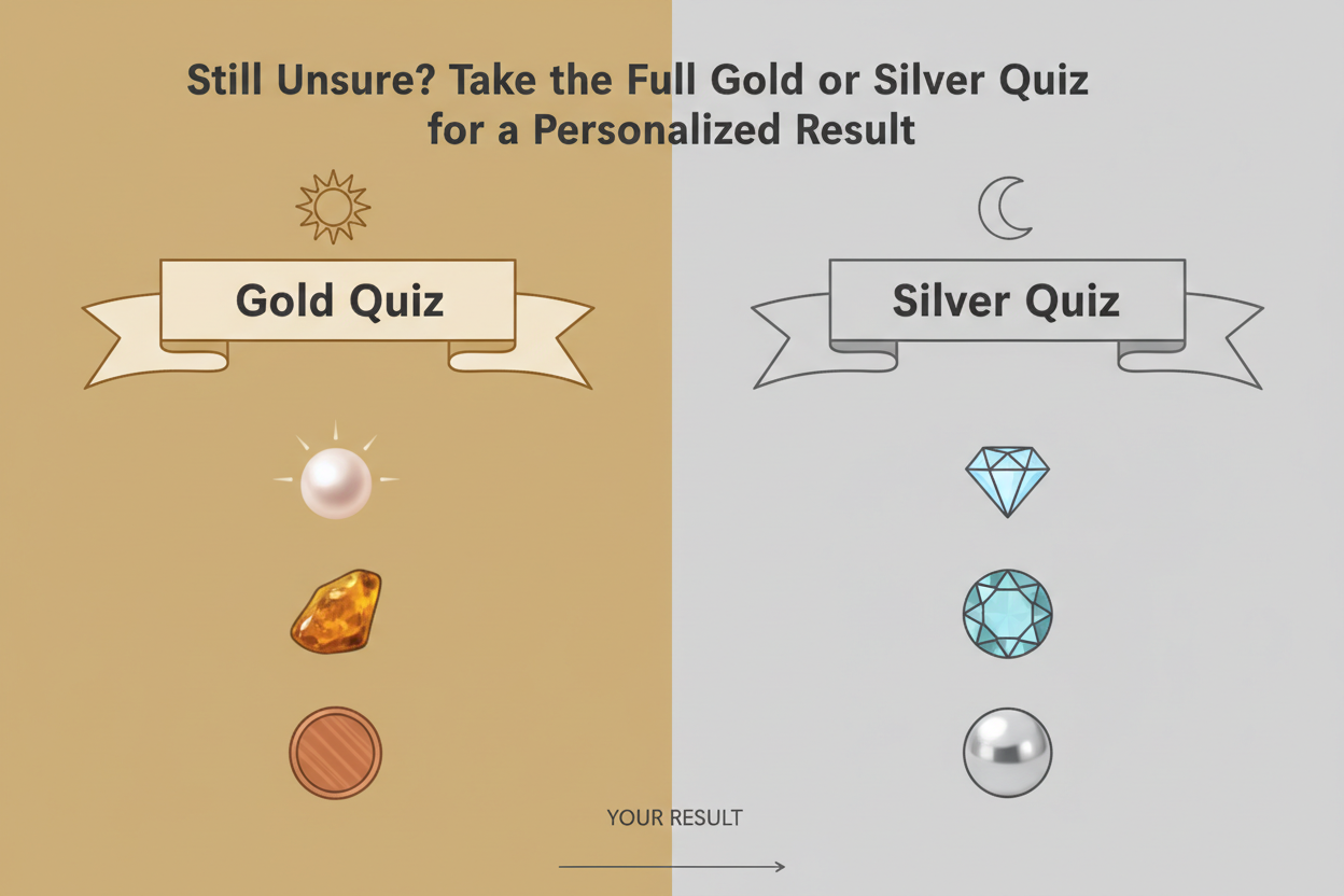 Gold or Silver Undertone Test section visual for Still Unsure? Take the Full Gold or Silver Quiz for a Personalized Result