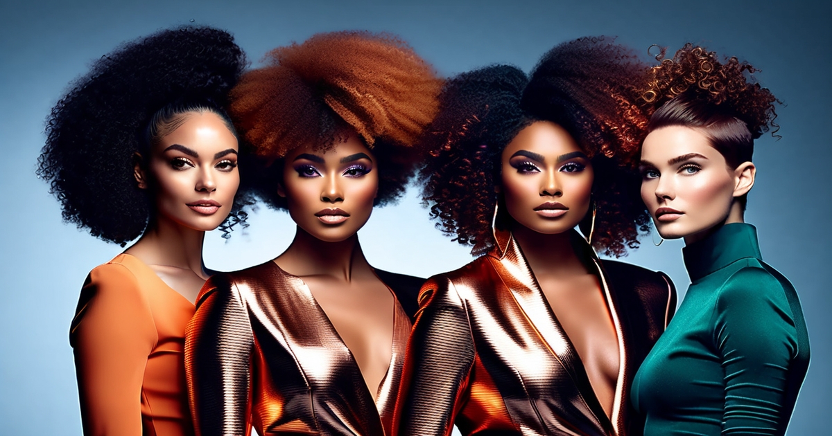 Diverse women with varied hairstyles showcasing different hair color ideas and styling options