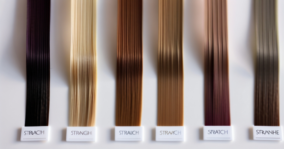 Four realistic hair swatches demonstrating different dye permanence levels and color options