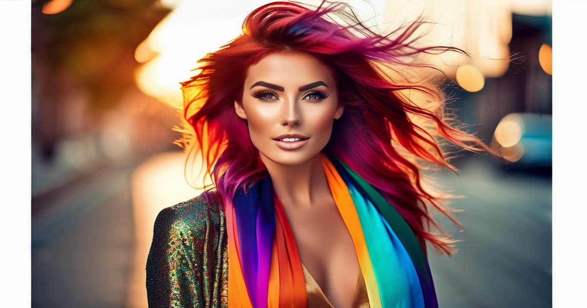 Realistic portrait of woman with vibrant hair demonstrating the psychological impact of hair color choices