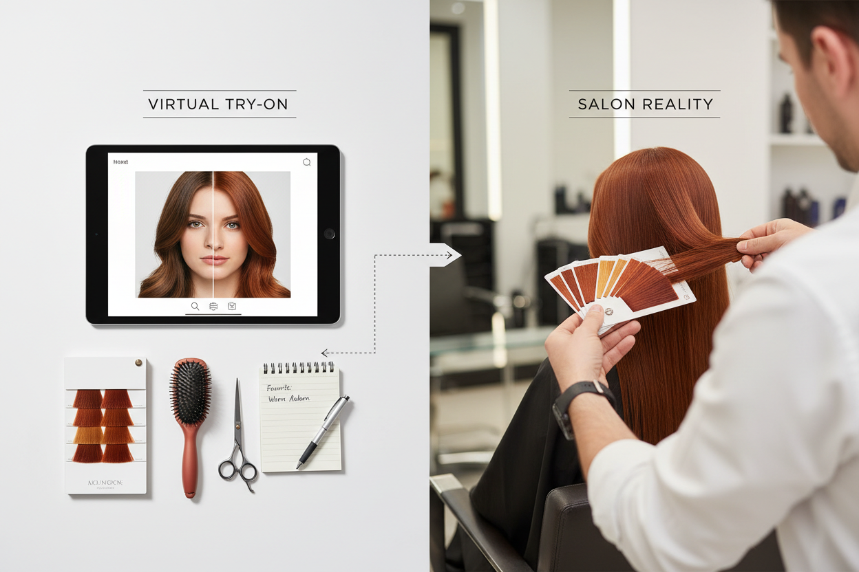 Hair Color Simulator Online section visual for Taking Your Virtual Look from Screen to Salon