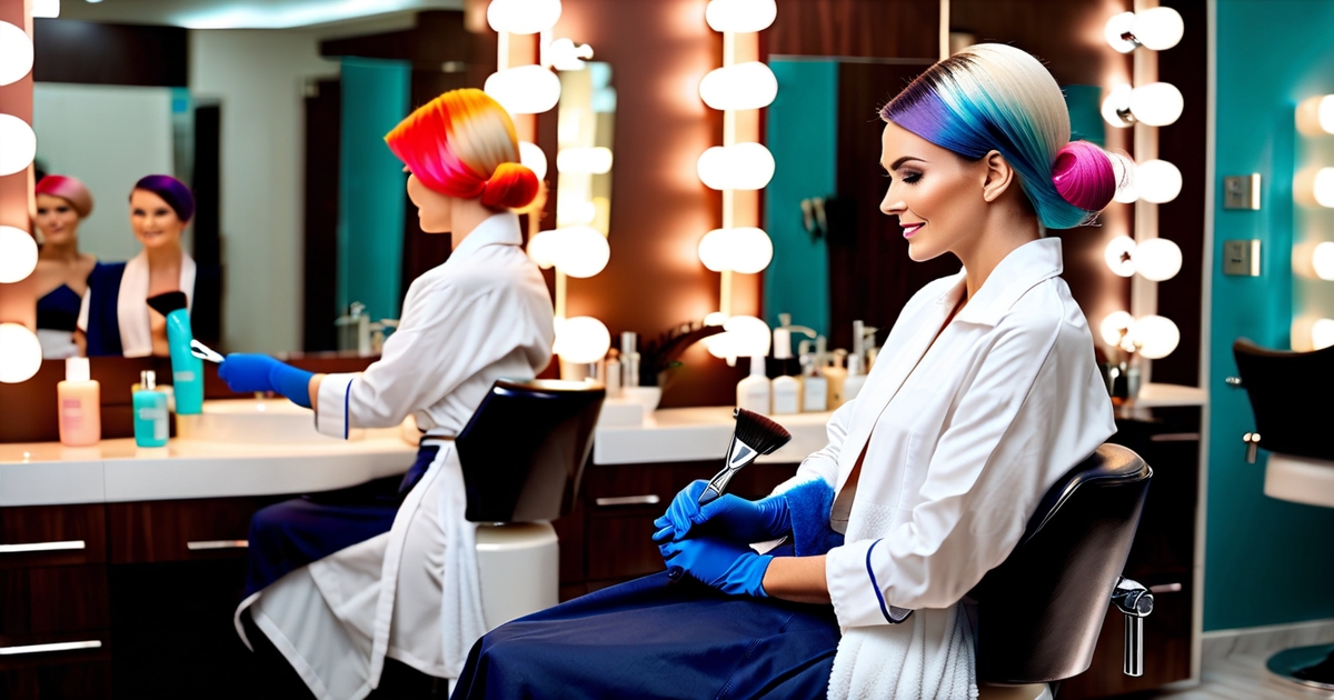 Two women seated side by side comparing at-home vs professional hair color results and techniques