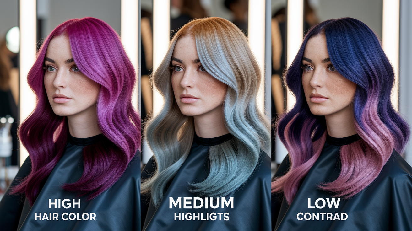 Understanding hair color contrast principles - the difference between light and dark shades in hair coloring