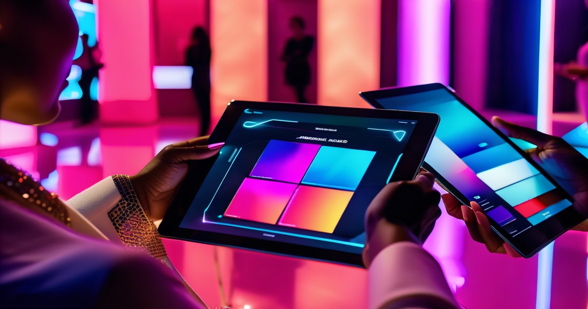 Diverse hands holding digital tablet showing the future of color analysis technology and digital tools
