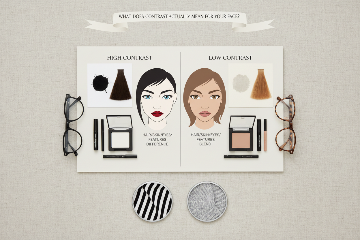 High Contrast Face Quiz section visual for What Does Contrast Actually Mean for Your Face?