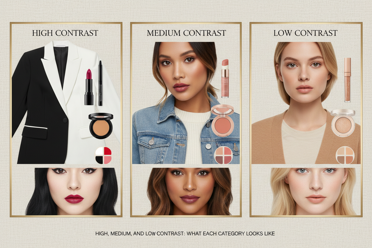 High Contrast Face Quiz section visual for High, Medium, and Low Contrast: What Each Category Looks Like
