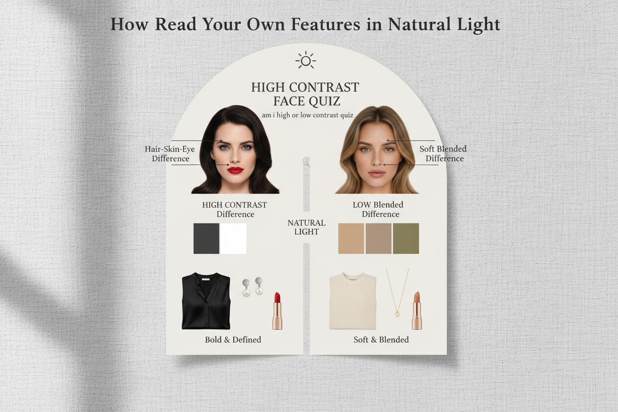High Contrast Face Quiz section visual for How to Read Your Own Features in Natural Light