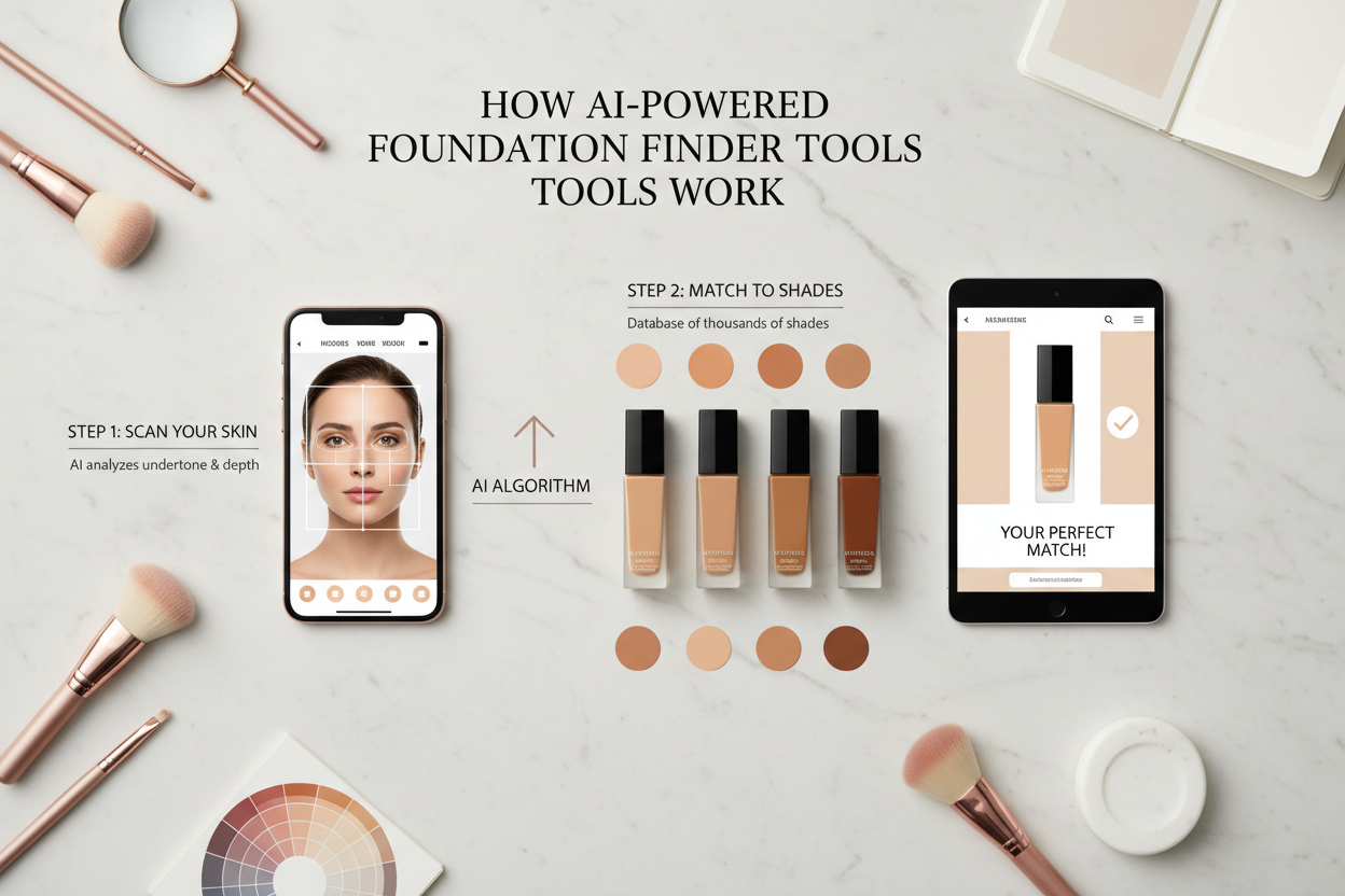 How to Choose Foundation Shade Online section visual for How AI-Powered Foundation Finder Tools Work