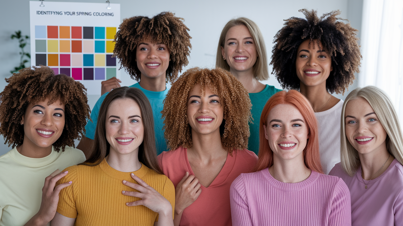Guide to identifying true spring coloring through skin warmth, eye clarity, and hair goldenness characteristics
